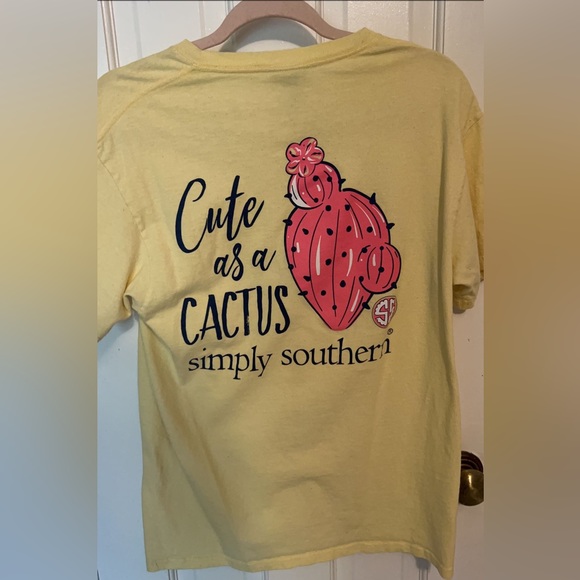 SOLD Simply Southern Medium Yellow Cactus Tee - Picture 1 of 2